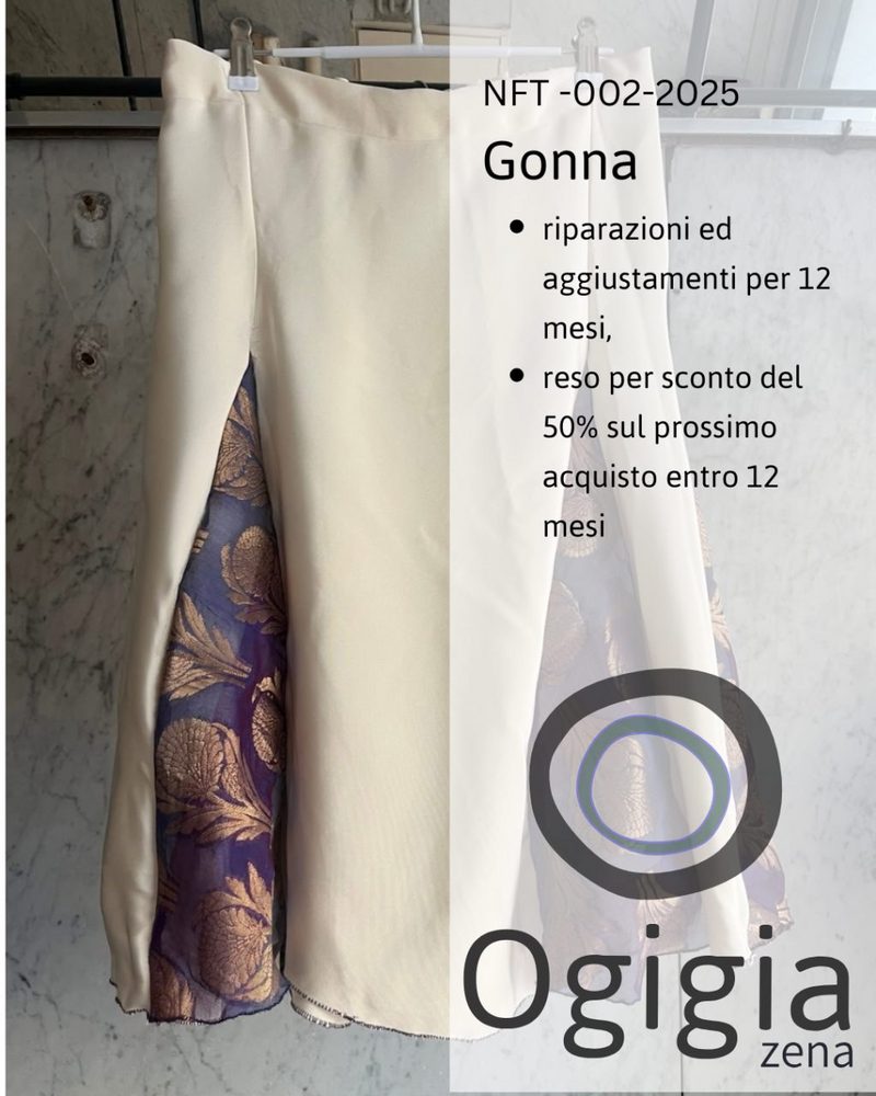 The certificate card for a garment, with its photo and the services included